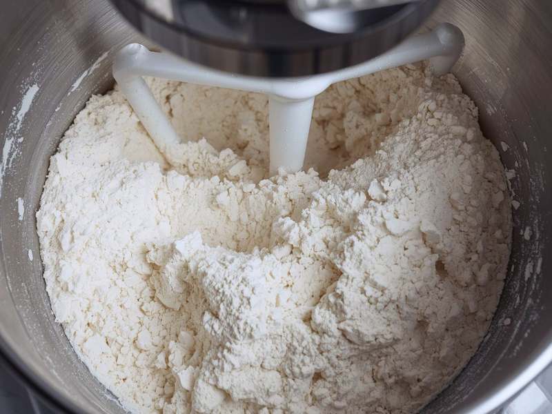 All purpose flour in a stand mixer