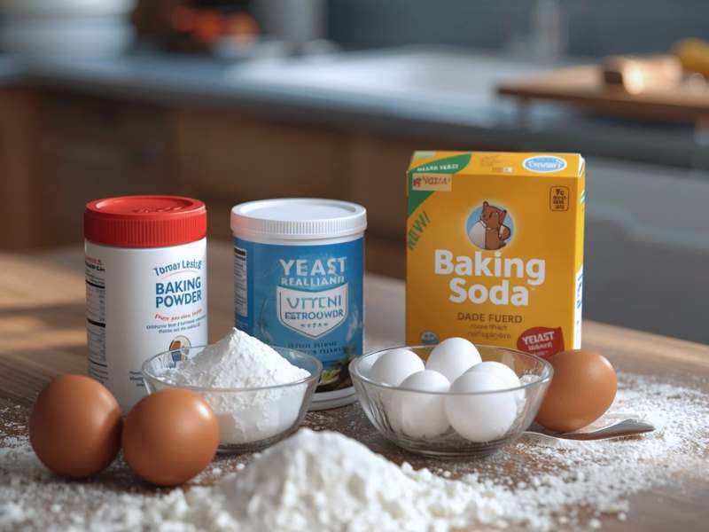 Leavening agents: Baking soda, yeast, baking powder and eggs.