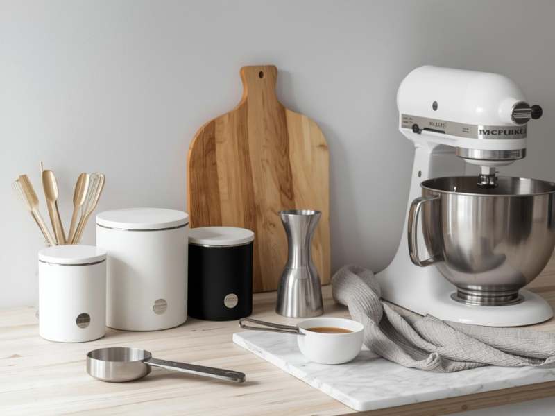 Scandinavian minimalist baking setup