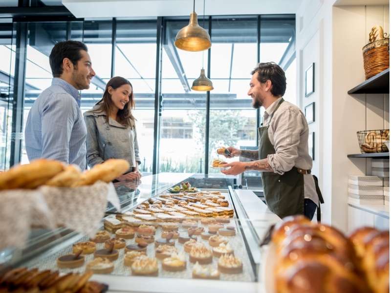 Customers at a bakery