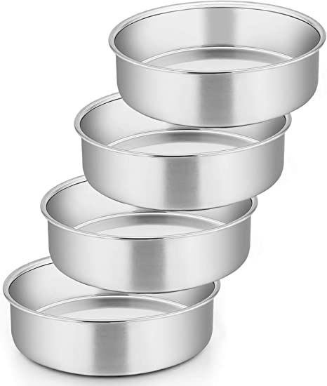 E-far 8-Inch Stainless Steel Cake Pan Set