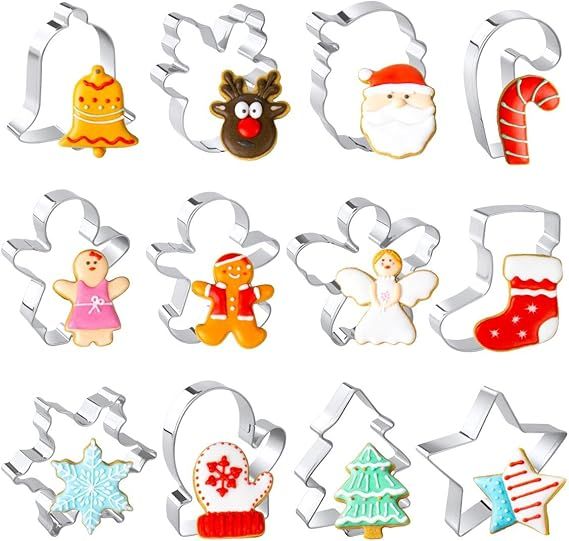 Christmas Cookie Cutters With Stainless Steel Silicone Edge