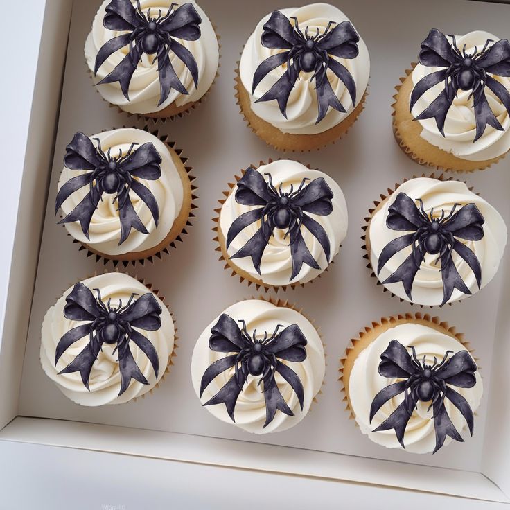Ephlyn 54Pcs Edible Halloween Spider Cupcake Toppers