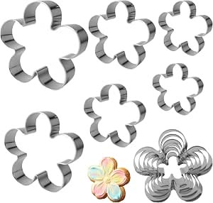 FUSOTO 6-Piece Flower Cookie Cutter Set