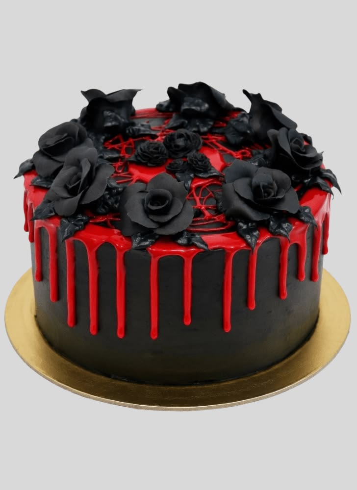 MEMOVAN Gothic Halloween Cake Decoration with Black Rose