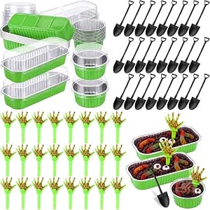 SiliFine 24 Set Halloween Baking Supplies with Zombie Hands Cake Decorations